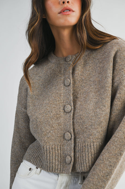 Mocha Knit Crop Cardigan