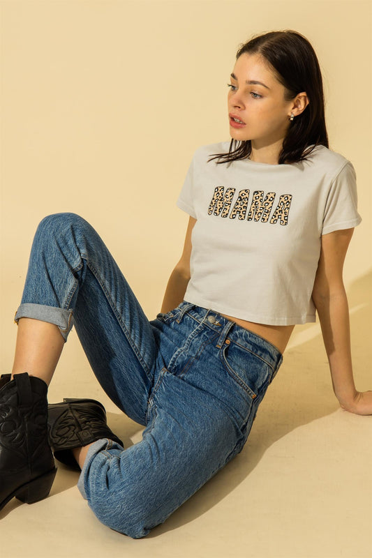 Leopard Print "MAMA" Graphic Tee