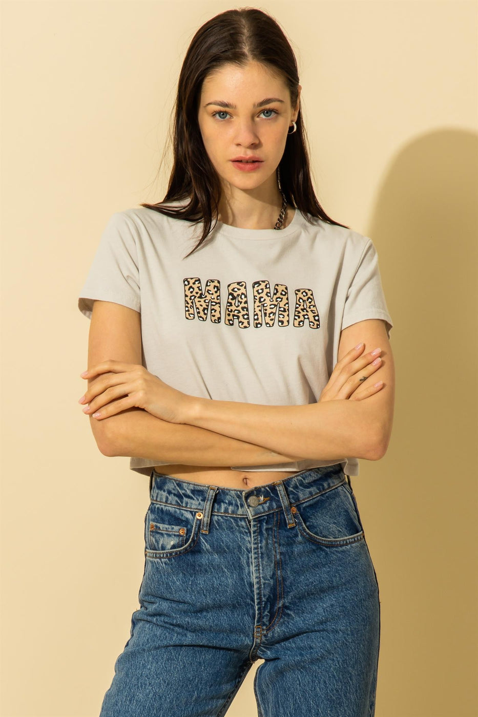 Leopard Print "MAMA" Graphic Tee
